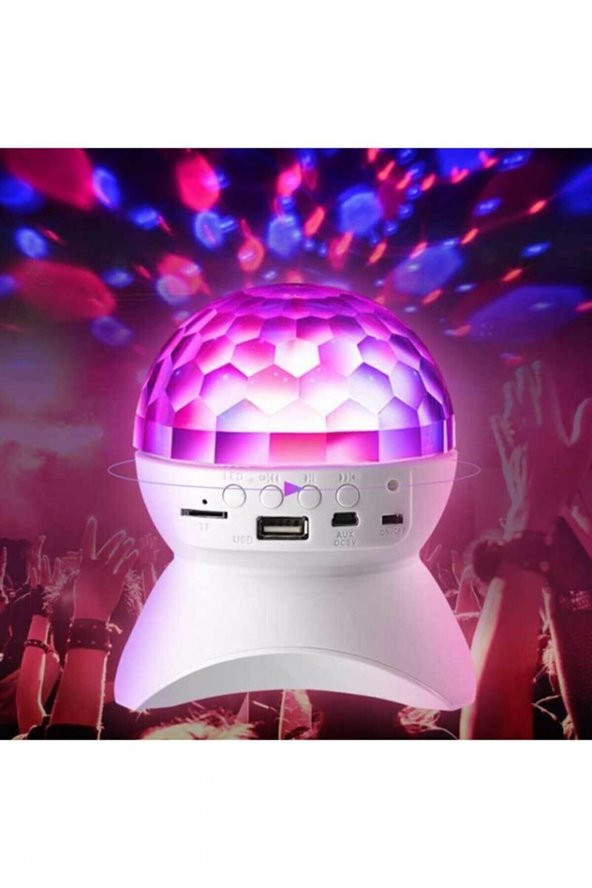Dönen Işıklı Disko Topu Mp3 Usb Çalar Speaker Bluetooth Hoparlör L-740 - 2