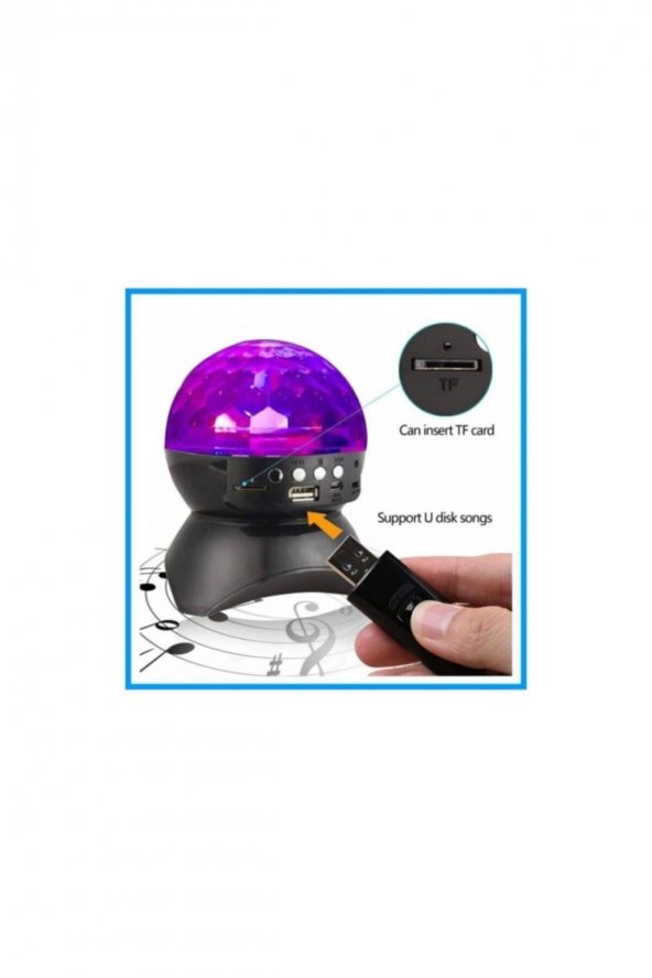 L740 Disko Topu Led Işıklı Şarjlı Bluetooth Hoparlör Disco Speaker Auxfmtf Card Siyah - 3