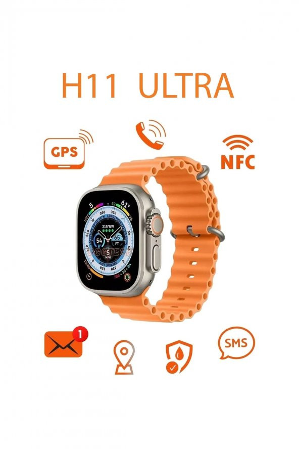 Watch 8 Ultra H11+ Ultra Plus Aktif Pusula Oyun Modu Çift Kordon 2023 Model 49mm Vidalı