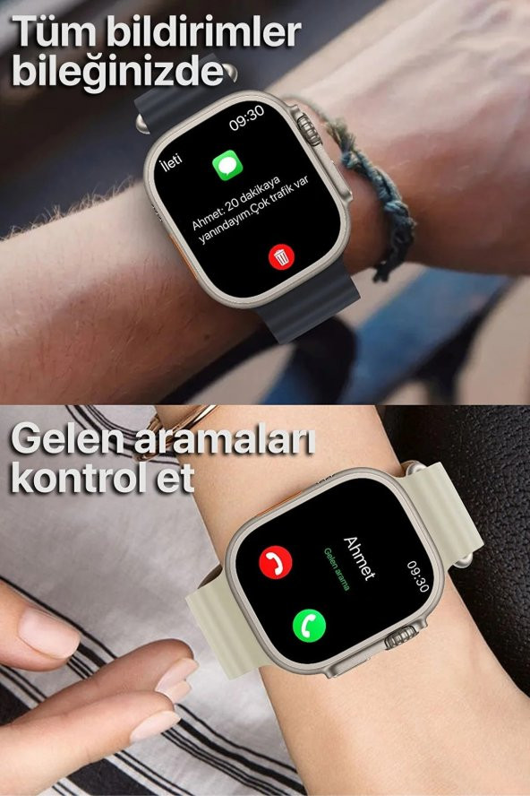 H11+ Ultra Plus Pusula Nfc Siri Vidalı Bluetooth Arama Özellikli Akıllı Saat H11+ Series - 3
