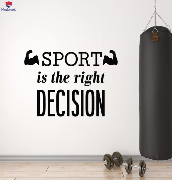 Oturma Odası, Ofis, Dükkan Duvar Sticker Spor Doğru Karar Alıntı Gym Fitness Kaslı Çıkartmalar