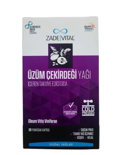 Zade Vital Üzüm Çekirdeği Yağı Blister 30 Bitkisel Kapsül