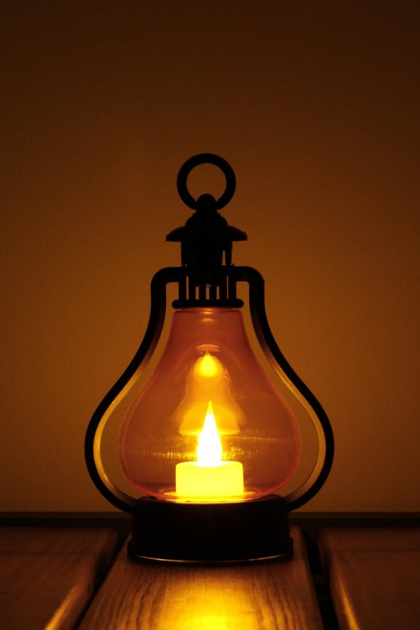 Led Mum Vintage Retro Gaz Lambası Tipi Pilli Dumansız Alevli Dekoratif Yapay Mum Işıldak El Lambası