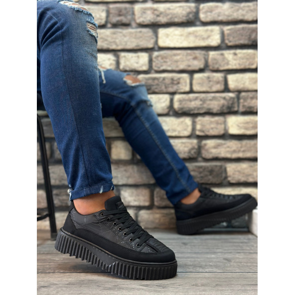 Boa Siyah Paraşüt Kumaş Yüksek Taban Erkek Ayakkabı Sneaker - 2