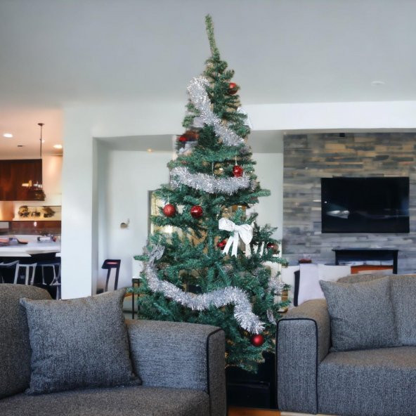 T.Concept Yılbaşı Çam Ağacı 210 cm Boy, 650 Dal, Noel Yılbaşı Dekorasyonu, Metal Ayaklı, Kutulu - Resim 2