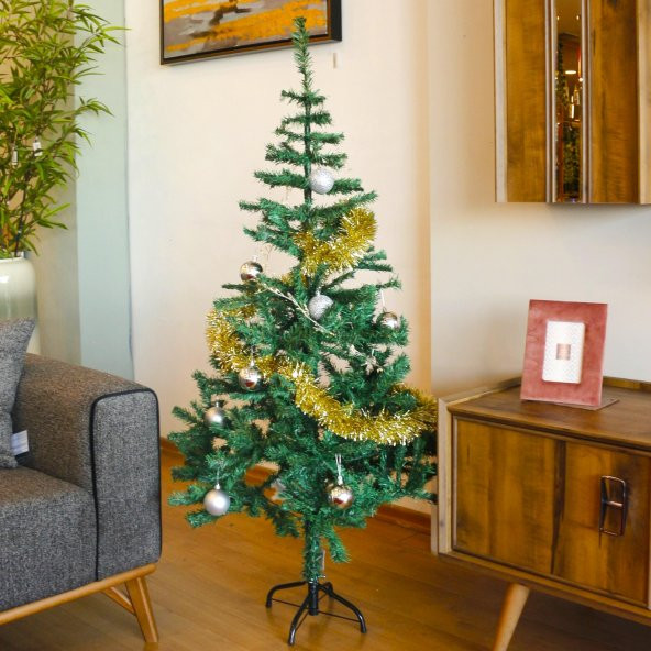 T.Concept Yılbaşı Çam Ağacı 150 cm Boy, 300 Dal, Noel Yılbaşı Dekorasyonu, Metal Ayaklı, Kutulu - Resim 3