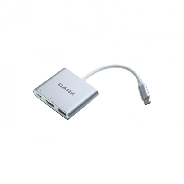 Dark 3in1 USB3.1 Type C Erkek - USB 3.0 / HDMI Dönüştürücü (4K UHD)/USB 3.1 Type C Şarj Dönüştürücü