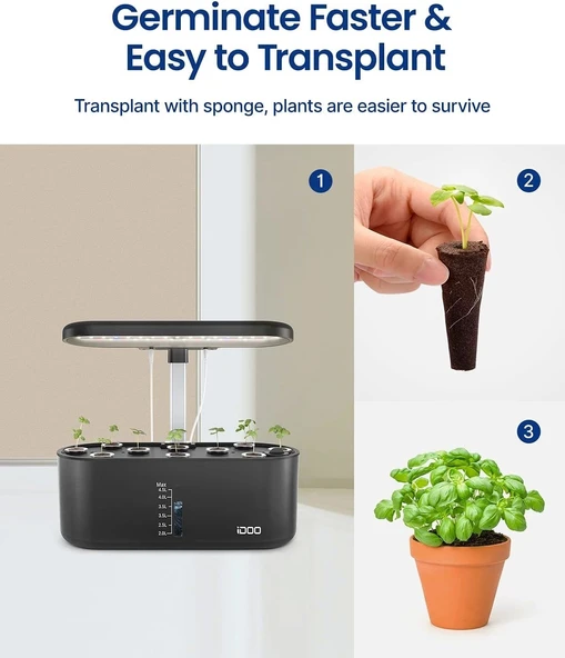 iDOO Topraksız Yetiştirme Sistemi, 10 Kapsüllü Kapalı Bitki Bahçesi - 4