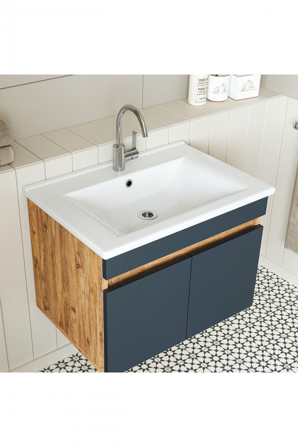 ROOMART  Lavabolu  Atlantik - Antrasit Mat Mdf 65 Cm Banyo Dolabı - 2