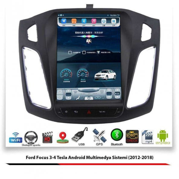 Ford Focus 3-4 Tesla Android Multimedya Sistemi (2012-2018) 4 GB Ram 32 GB Hafıza 8 Çekirdek Newfron - 2