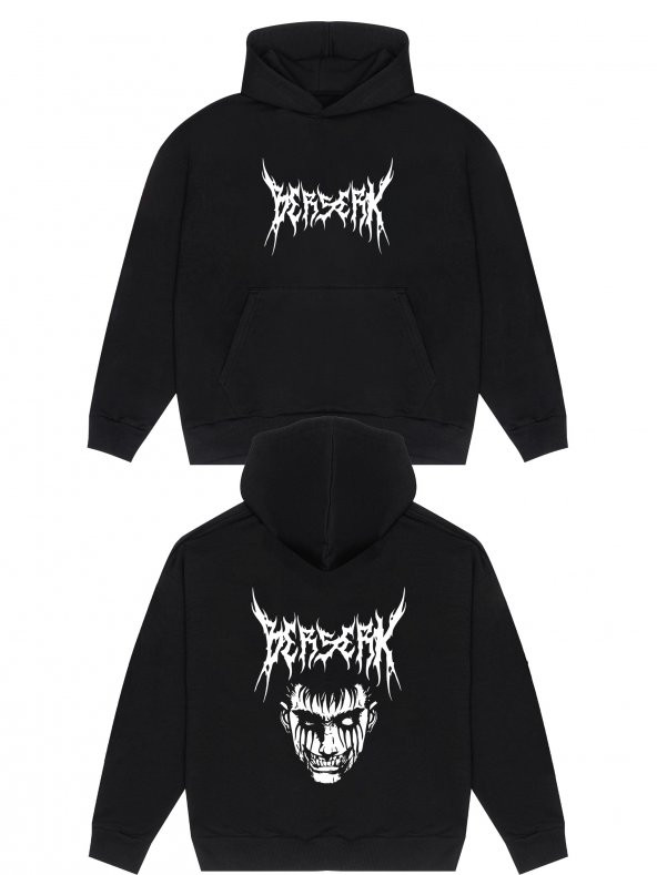 Berserk Beyaz Grunge Metal Death Metal Logo Unisex Oversize Sweatshirt Hoodie