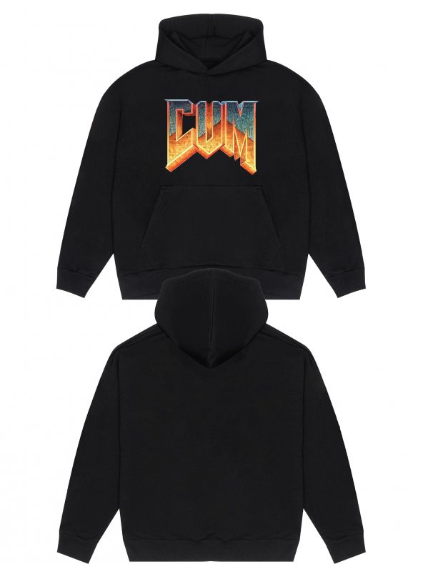 Cum Doom Font Unisex Oversize Sweatshirt Hoodie