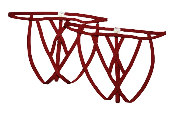 ASM1250 Kadın 2 Li Kırmızı Kafes Önü Çaprazlı Tanga String