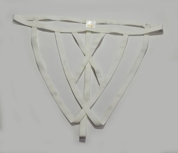 ASM1252 Kadın 3 Lü Renkli Kafes Önü Çaprazlı Tanga - 6