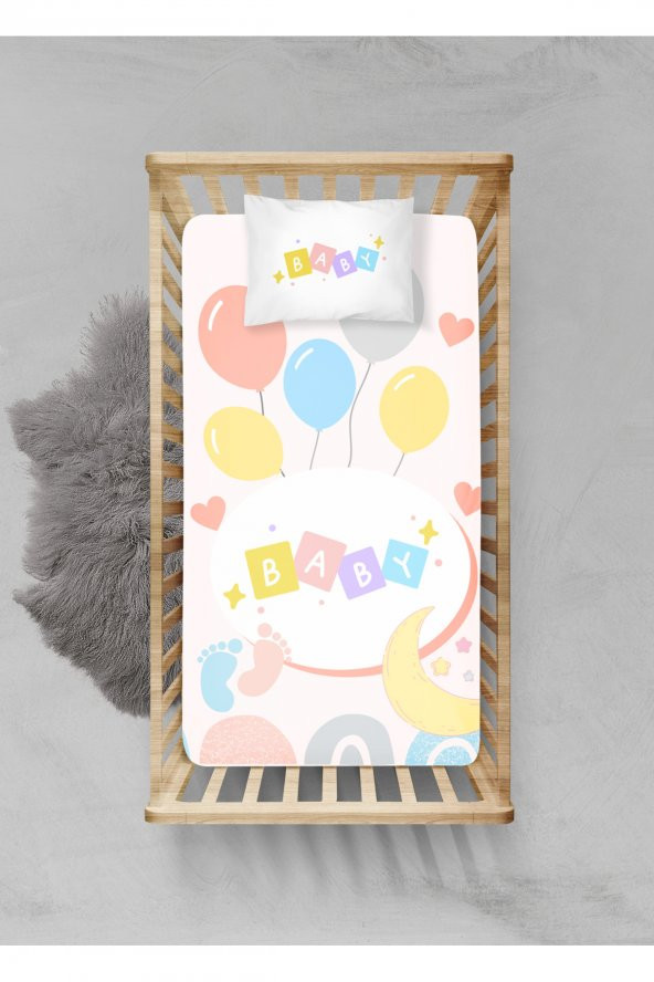 100 Pamuklu Lastikli Çarşaf Seti - (70x110+15cm) - PLCS32023030