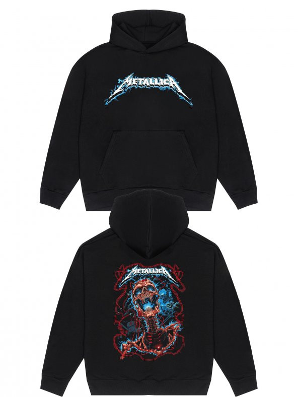 Metallica Skull Lightning Unisex Oversize Sweatshirt Hoodie