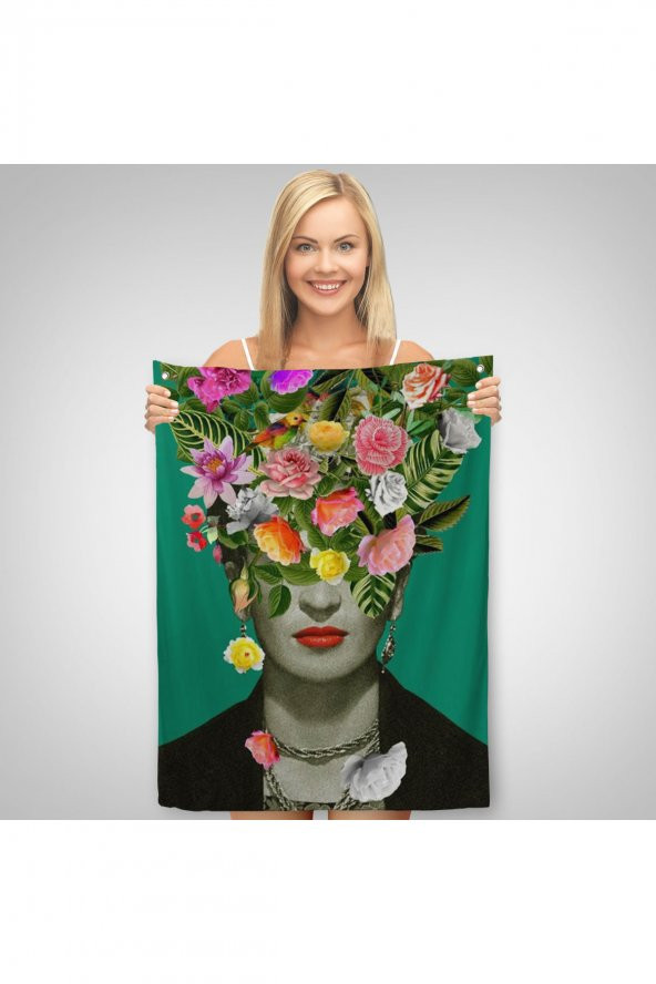 Çiçek Başlı Ünlü Ressam Portresi Duvar Örtüsü Halısı 5131