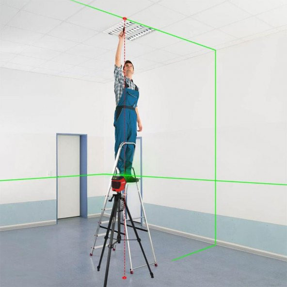 KOBB KBL88GTP 25M Profesyonel Yatay 360° ve Dikey Otomatik Hizalamalı Nokta Şakül ve Yeşil Çapraz Çizgi Lazer - Resim 3