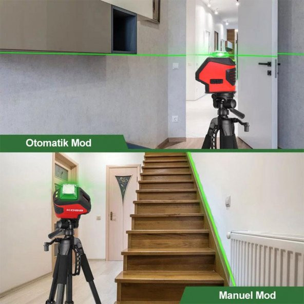 KOBB KBL88GTP 25M Profesyonel Yatay 360° ve Dikey Otomatik Hizalamalı Nokta Şakül ve Yeşil Çapraz Çizgi Lazer - Resim 9