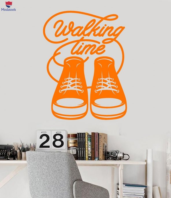 Oturma Odası, Ofis, Dükkan Duvar Sticker Spor Ayakkabı Yürüyüş Süresi Kelimeler Alıntı Genç Odası Çıkartmaları