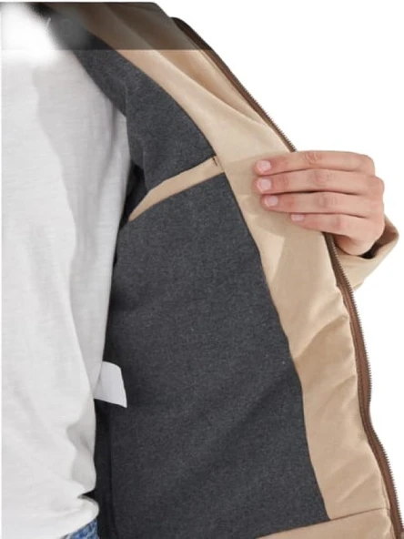 Delpino D0306 Erkek Süet Slim Kesim Kapüşonlu Mont - Resim 5