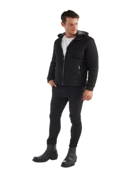 Delpino D0306 Erkek Süet Slim Kesim Kapüşonlu Mont - Resim 8