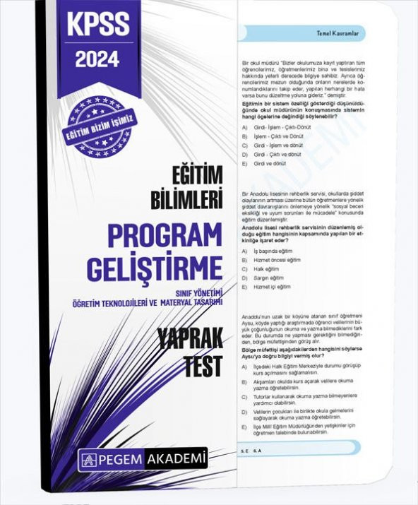 2024 Pegem KPSS Eğitim Bilimleri Program Geliştirme Yaprak Test Pegem Akademi