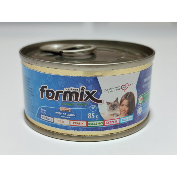 ForMix 85 Gr X 12 Adet Somon Balıklı Mama Kıyılmış Konserve Yaş Kedi Maması