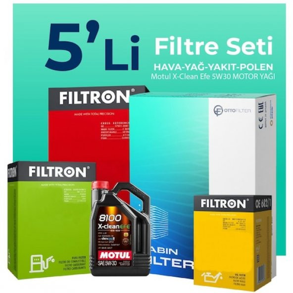 Filtron Chevrolet Captıva 150 Hp Motul 5W30 5LT Motor Yağlı Bakım Seti 2006-2011 5li