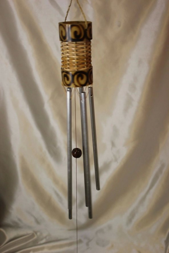 Deprem Çanı Zili Kapı Çanı Rüzgar Çanı Bambu 5 Metal Borulu