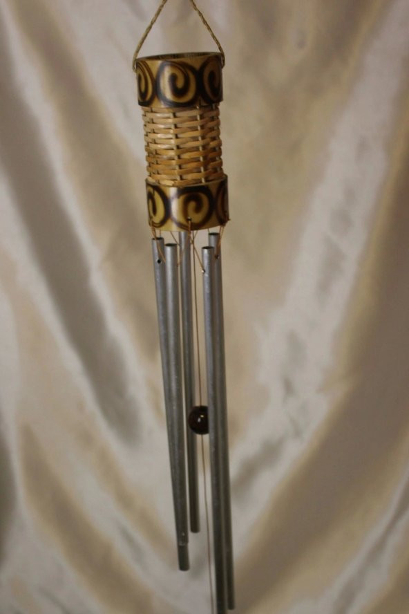 Deprem Çanı Zili Kapı Çanı Rüzgar Çanı Bambu 5 Metal Borulu - Resim 2