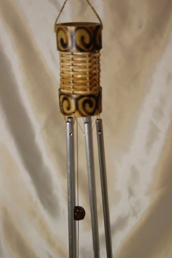 Deprem Çanı Zili Kapı Çanı Rüzgar Çanı Bambu 5 Metal Borulu - Resim 3
