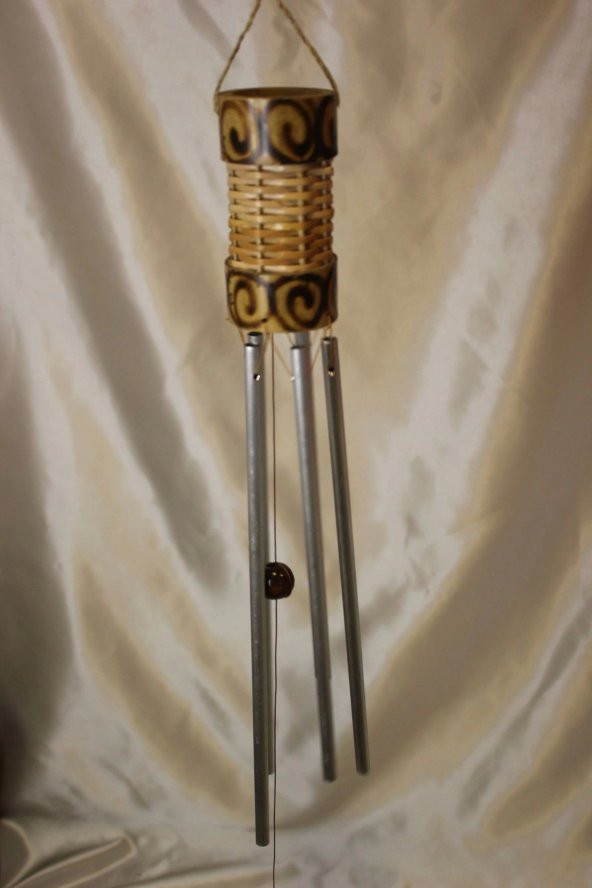 Deprem Çanı Zili Kapı Çanı Rüzgar Çanı Bambu 5 Metal Borulu - Resim 4