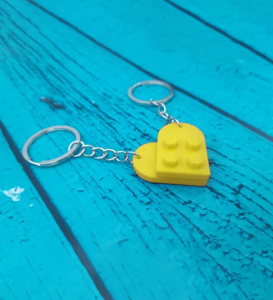 Seninle Anlam Bulurum Lego Dizayn Kalp Anahtarlık 2'li Sarı Renk - 2