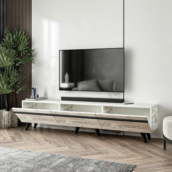 BMdekor TV Sehpası Asil Kristal Beyaz 180 cm - 3