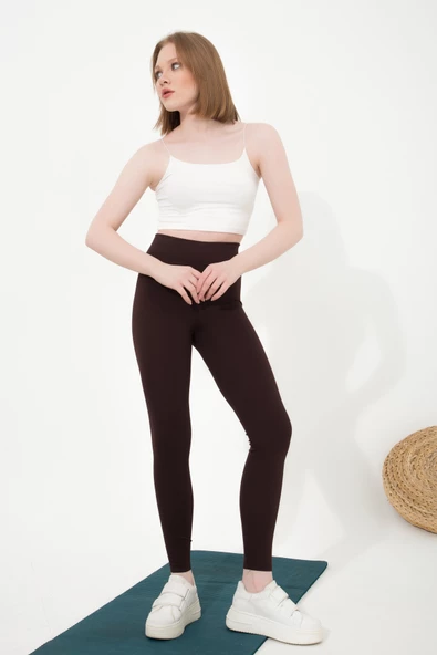 Fitilli Tayt Yüksek Bel Dikişsiz Dayanıklı Örme Kumaş ŞARDONLU KIŞLIK FİTİLLİ-TAYT - 10