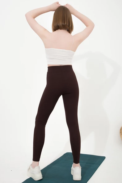 Fitilli Tayt Yüksek Bel Dikişsiz Dayanıklı Örme Kumaş ŞARDONLU KIŞLIK FİTİLLİ-TAYT - 12