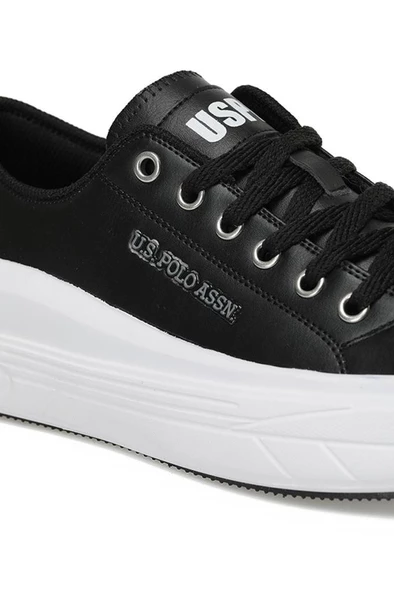 U.S Polo Assn. CLEME PU 3PR Kadın Sneaker Ayakkabı Siyah Beyaz 36-40 - Resim 7
