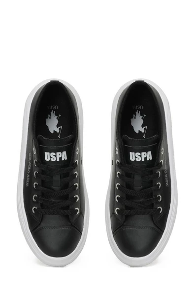 U.S Polo Assn. CLEME PU 3PR Kadın Sneaker Ayakkabı Siyah Beyaz 36-40 - Resim 4