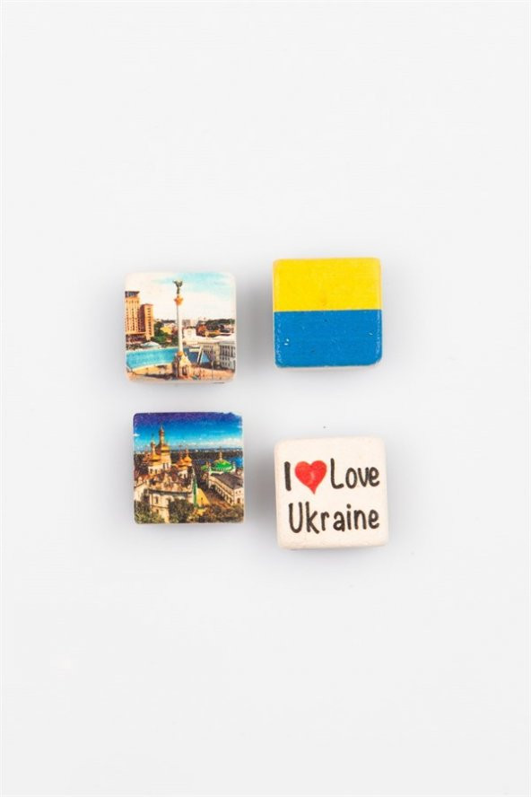 Ukrayna Temalı Dörtlü Taş Magnet - Resim 4