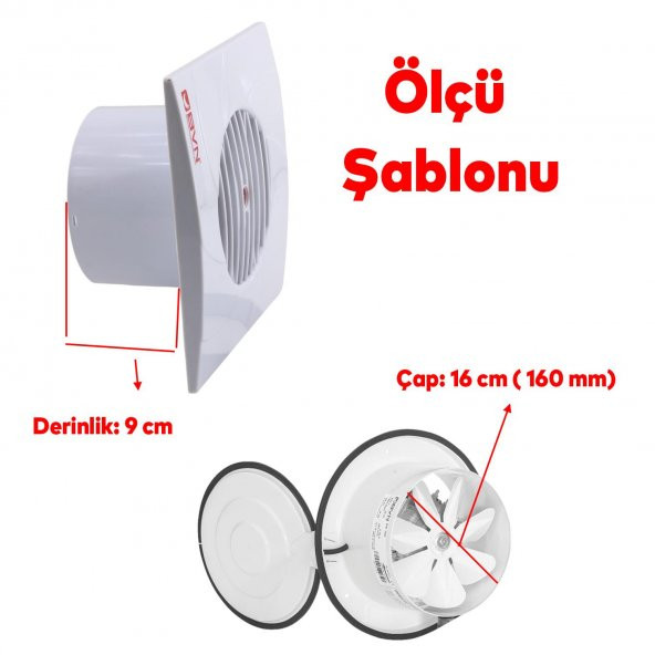 Kapaklı Banyo Wc Havalandırma Aspiratörü Fanı Kirli Hava Kötü Koku Fanı Metal Vantilatör 160 mm - 2