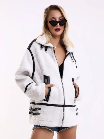 Mtn M2201 Kadın Oversize Tüylü Ceket - Resim 2