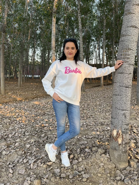 BİSİKLET YAKA BARBİE BASKILI SWEATSHİRT /KAZAK - 12