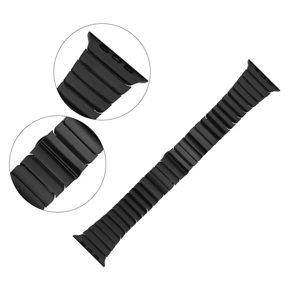 Apple Watch 42 44 45 49 mm Uyumlu Baklalı Çelik Kordon - 5