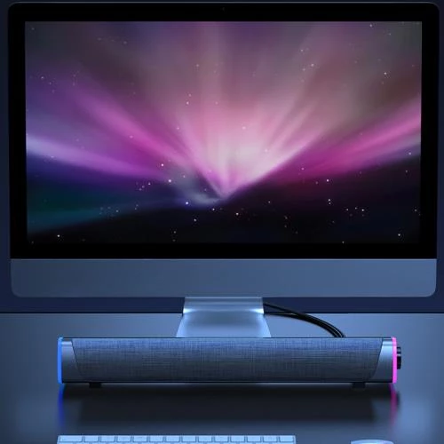 Polham Ultra Şık RGB Işıklı Bluetooth Bağlantılı 4D Bass Efektli Hoparlör Subwoofer, Masaüstü, TV Altı Hoparlör - 10