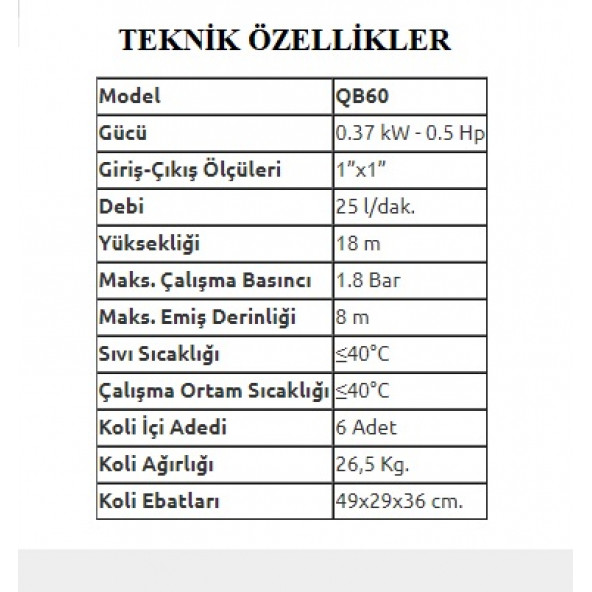 Micro Vortex  Su Pompası - QB60 - 4