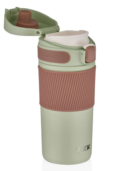 TKK 450 ml Yeşil Paslanmaz Çelik Termos Matara - Kahve Kupası/Termosu - 2