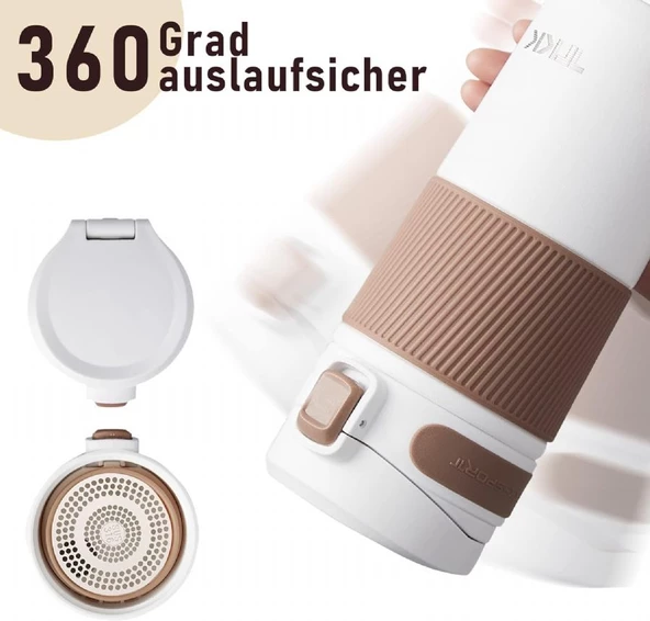 TKK 450 ml Yeşil Paslanmaz Çelik Termos Matara - Kahve Kupası/Termosu - 3