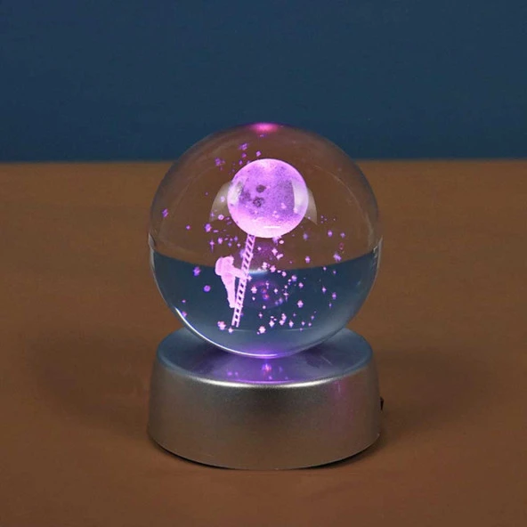nefertiya  Astronot Plastik altlıklı Işıklı Cam Küre