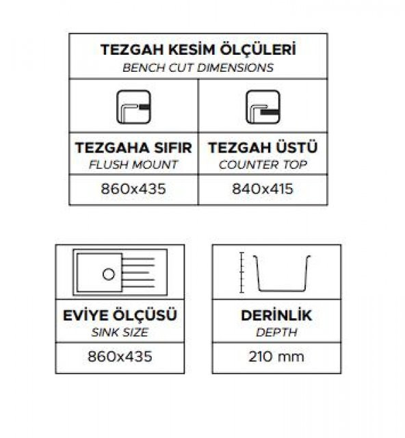 Real Stone P011 ASSOS 86 XL Siyah Granit Eviye 86x43.5 Cm Tezgah Üstü - 3